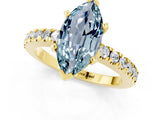 Yellow gold Marquise Cut Solitaire Diamond with Pavé Band and Four-Prong Setting_1