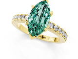 Yellow gold Marquise Cut Solitaire Diamond with Pavé Band and Four-Prong Setting_1