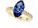 Yellow gold Marquise Cut Solitaire Diamond with Pavé Band and Four-Prong Setting_1