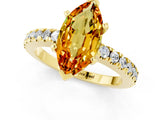 Yellow gold Marquise Cut Solitaire Diamond with Pavé Band and Four-Prong Setting_1