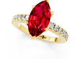 Yellow gold Marquise Cut Solitaire Diamond with Pavé Band and Four-Prong Setting_1