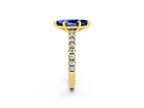 Yellow gold Marquise Cut Solitaire Diamond with Pavé Band and Four-Prong Setting_2