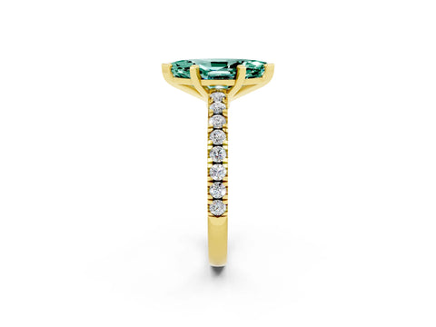 Yellow gold Marquise Cut Solitaire Diamond with Pavé Band and Four-Prong Setting_2
