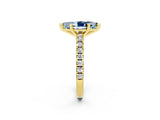Yellow gold Marquise Cut Solitaire Diamond with Pavé Band and Four-Prong Setting_2