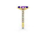Yellow gold Marquise Cut Solitaire Diamond with Pavé Band and Four-Prong Setting_2