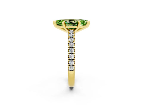 Yellow gold Marquise Cut Solitaire Diamond with Pavé Band and Four-Prong Setting_2