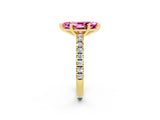 Yellow gold Marquise Cut Solitaire Diamond with Pavé Band and Four-Prong Setting_2