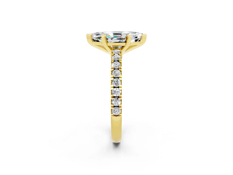 Yellow gold Marquise Cut Solitaire Diamond with Pavé Band and Four-Prong Setting_2