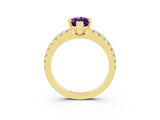 Yellow gold Marquise Cut Solitaire Diamond with Pavé Band and Four-Prong Setting_3