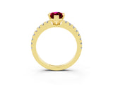 Yellow gold Marquise Cut Solitaire Diamond with Pavé Band and Four-Prong Setting_3