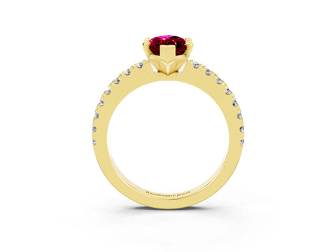 Yellow gold Marquise Cut Solitaire Diamond with Pavé Band and Four-Prong Setting_3