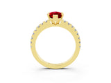 Yellow gold Marquise Cut Solitaire Diamond with Pavé Band and Four-Prong Setting_3