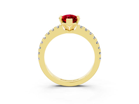 Yellow gold Marquise Cut Solitaire Diamond with Pavé Band and Four-Prong Setting_3