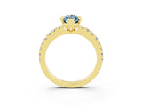 Yellow gold Marquise Cut Solitaire Diamond with Pavé Band and Four-Prong Setting_3