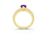 Yellow gold Marquise Cut Solitaire Diamond with Pavé Band and Four-Prong Setting_3