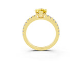 Yellow gold Marquise Cut Solitaire Diamond with Pavé Band and Four-Prong Setting_3