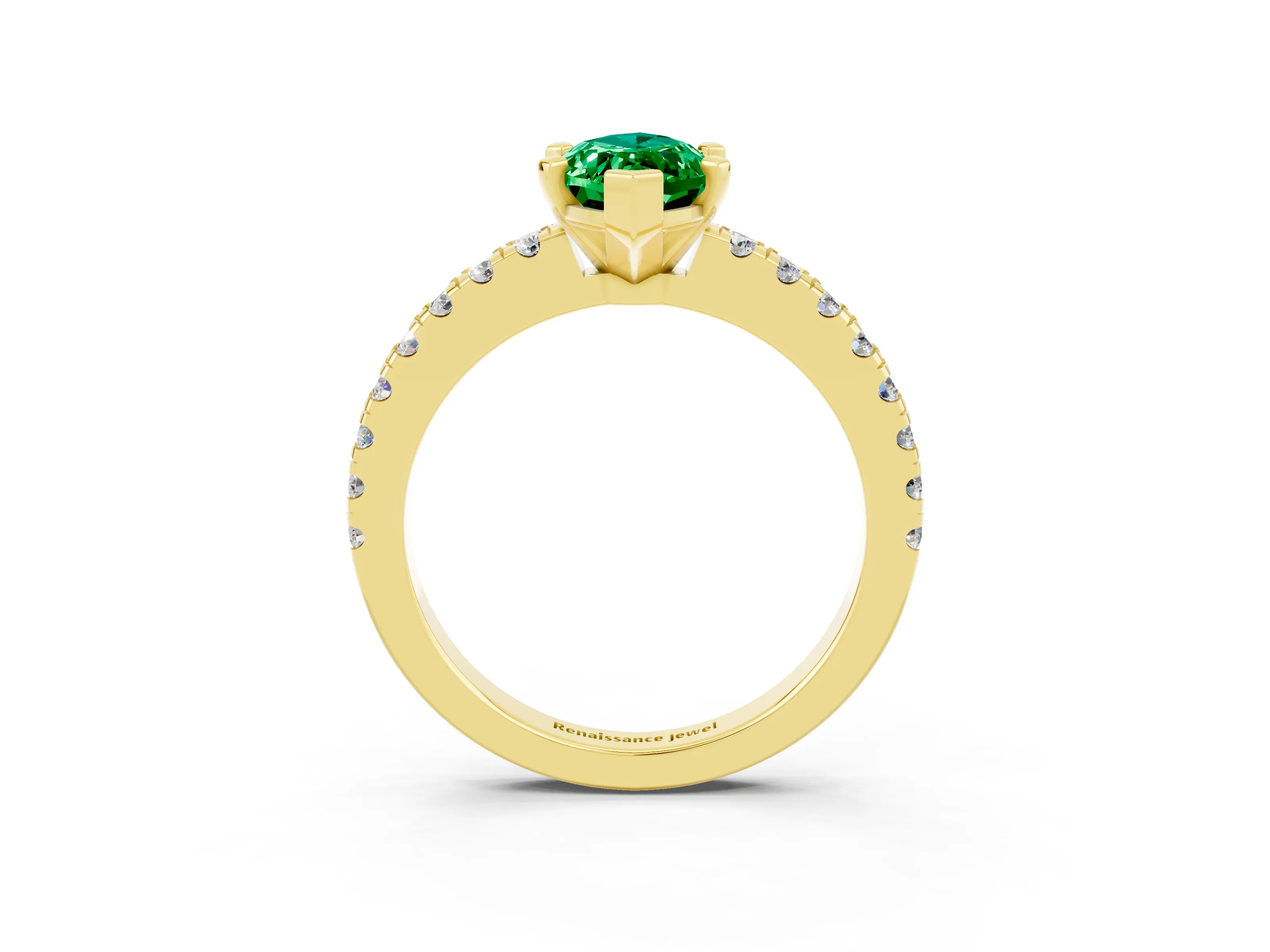 Yellow gold Marquise Cut Solitaire Diamond with Pavé Band and Four-Prong Setting_3
