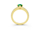 Yellow gold Marquise Cut Solitaire Diamond with Pavé Band and Four-Prong Setting_3