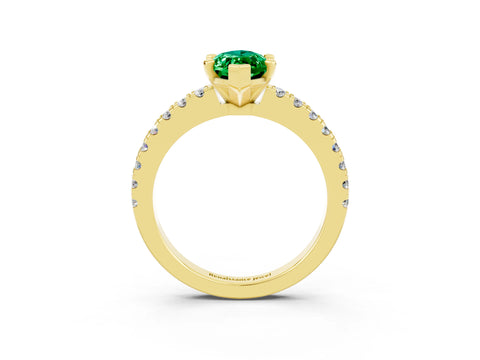 Yellow gold Marquise Cut Solitaire Diamond with Pavé Band and Four-Prong Setting_3