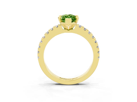 Yellow gold Marquise Cut Solitaire Diamond with Pavé Band and Four-Prong Setting_3