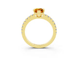 Yellow gold Marquise Cut Solitaire Diamond with Pavé Band and Four-Prong Setting_3