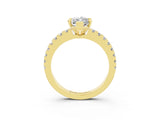 Yellow gold Marquise Cut Solitaire Diamond with Pavé Band and Four-Prong Setting_3