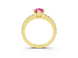Yellow gold Marquise Cut Solitaire Diamond with Pavé Band and Four-Prong Setting_3