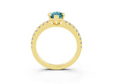 Yellow gold Marquise Cut Solitaire Diamond with Pavé Band and Four-Prong Setting_3