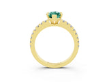 Yellow gold Marquise Cut Solitaire Diamond with Pavé Band and Four-Prong Setting_3