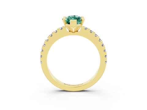 Yellow gold Marquise Cut Solitaire Diamond with Pavé Band and Four-Prong Setting_3