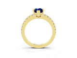 Yellow gold Marquise Cut Solitaire Diamond with Pavé Band and Four-Prong Setting_3