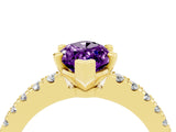 Yellow gold Marquise Cut Solitaire Diamond with Pavé Band and Four-Prong Setting_4