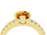 Yellow gold Marquise Cut Solitaire Diamond with Pavé Band and Four-Prong Setting_4