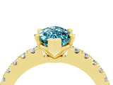 Yellow gold Marquise Cut Solitaire Diamond with Pavé Band and Four-Prong Setting_4