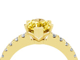 Yellow gold Marquise Cut Solitaire Diamond with Pavé Band and Four-Prong Setting_4