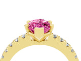 Yellow gold Marquise Cut Solitaire Diamond with Pavé Band and Four-Prong Setting_4