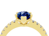 Yellow gold Marquise Cut Solitaire Diamond with Pavé Band and Four-Prong Setting_4