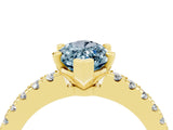 Yellow gold Marquise Cut Solitaire Diamond with Pavé Band and Four-Prong Setting_4