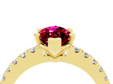 Yellow gold Marquise Cut Solitaire Diamond with Pavé Band and Four-Prong Setting_4