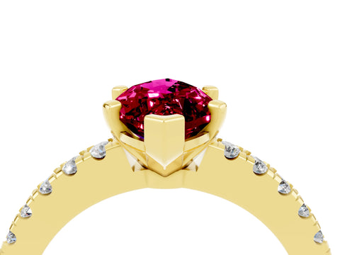 Yellow gold Marquise Cut Solitaire Diamond with Pavé Band and Four-Prong Setting_4