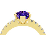 Yellow gold Marquise Cut Solitaire Diamond with Pavé Band and Four-Prong Setting_4