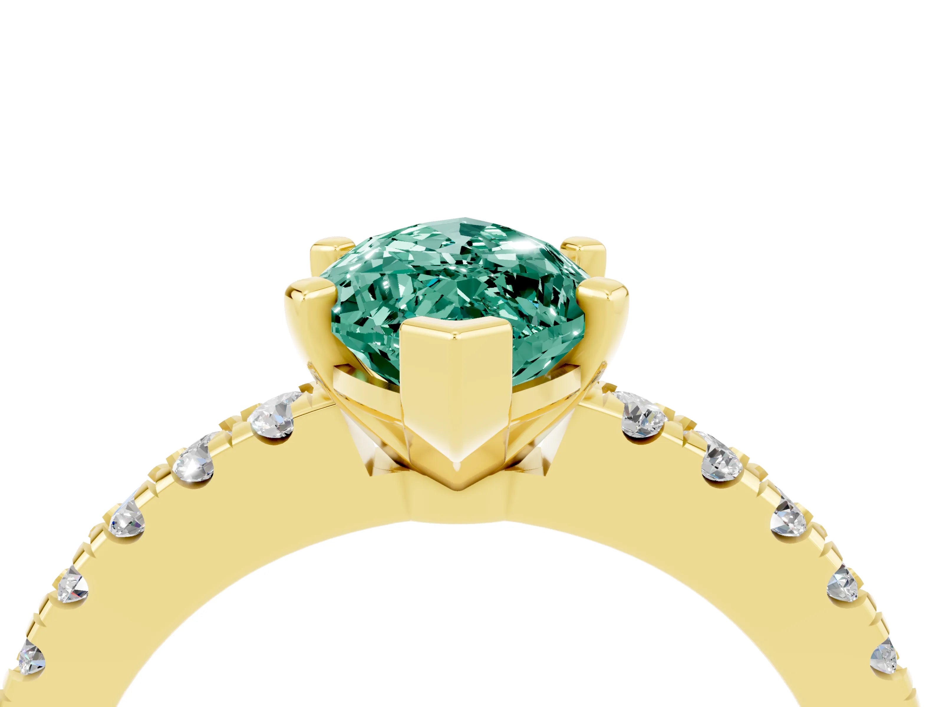 Yellow gold Marquise Cut Solitaire Diamond with Pavé Band and Four-Prong Setting_4