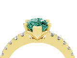 Yellow gold Marquise Cut Solitaire Diamond with Pavé Band and Four-Prong Setting_4
