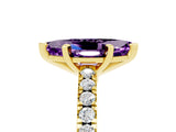 Yellow gold Marquise Cut Solitaire Diamond with Pavé Band and Four-Prong Setting_5
