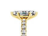 Yellow gold Marquise Cut Solitaire Diamond with Pavé Band and Four-Prong Setting_5