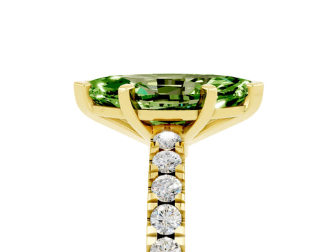 Yellow gold Marquise Cut Solitaire Diamond with Pavé Band and Four-Prong Setting_5