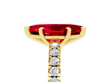 Yellow gold Marquise Cut Solitaire Diamond with Pavé Band and Four-Prong Setting_5