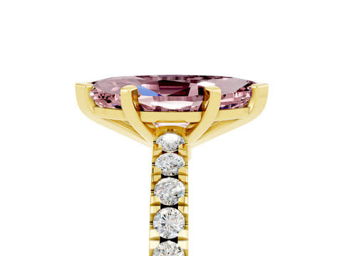 Yellow gold Marquise Cut Solitaire Diamond with Pavé Band and Four-Prong Setting_5