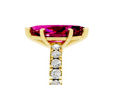 Yellow gold Marquise Cut Solitaire Diamond with Pavé Band and Four-Prong Setting_5