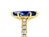 Yellow gold Marquise Cut Solitaire Diamond with Pavé Band and Four-Prong Setting_5